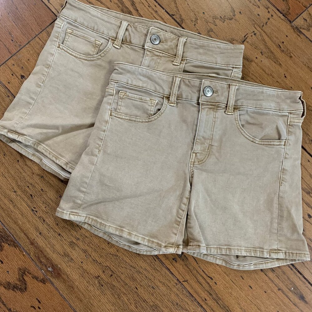 collection of 2 American Eagle Outfitters Super Stretch Tan Shorts size 8